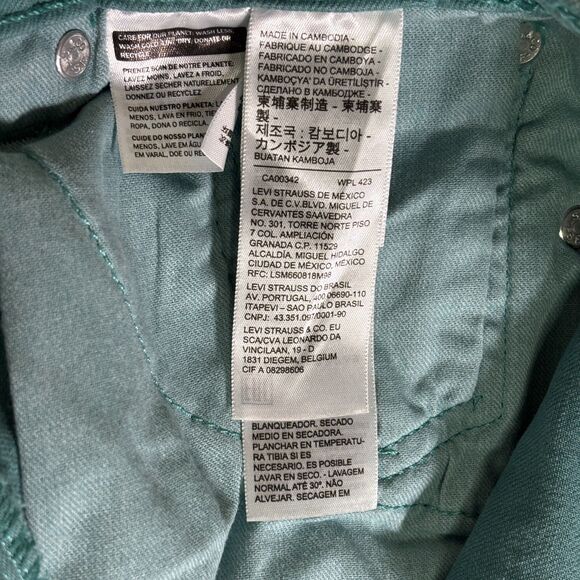 Levi’s Jeans 511 Slim 30x32 Teal Green Eco Ease Stretch Denim NWT New - Picture 6 of 13